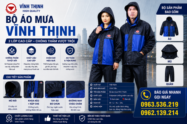 Quần áo mưa Vĩnh Thịnh chính hãng