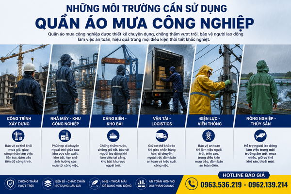 Những môi trường sử dụng quần áo mưa công nghiệp