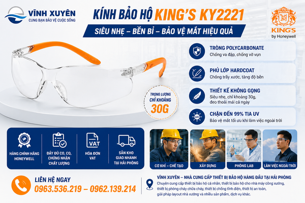 Kính bảo hộ King's Ky 2221 chính hãng tại Hải Phòng