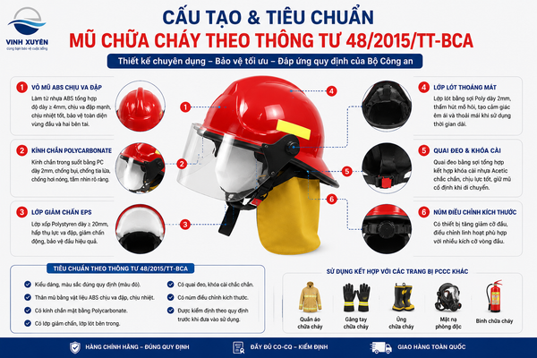 Cấu tạo và tiêu chuẩn mũ chữa cháy theo Thông tư 48