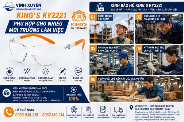 Môi trường sử dụng kính bảo hộ King's Ky2221 chính hãng