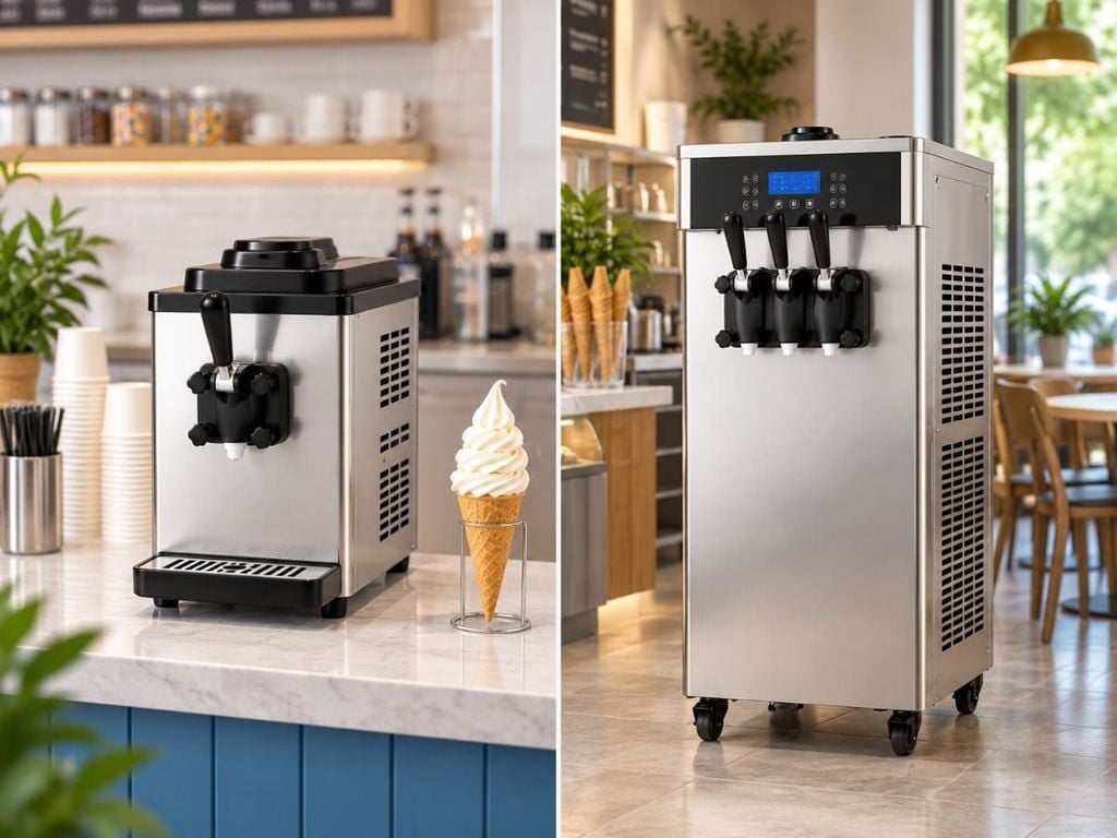 So sánh máy làm kem để bàn và máy dạng đứng cho quán cà phê