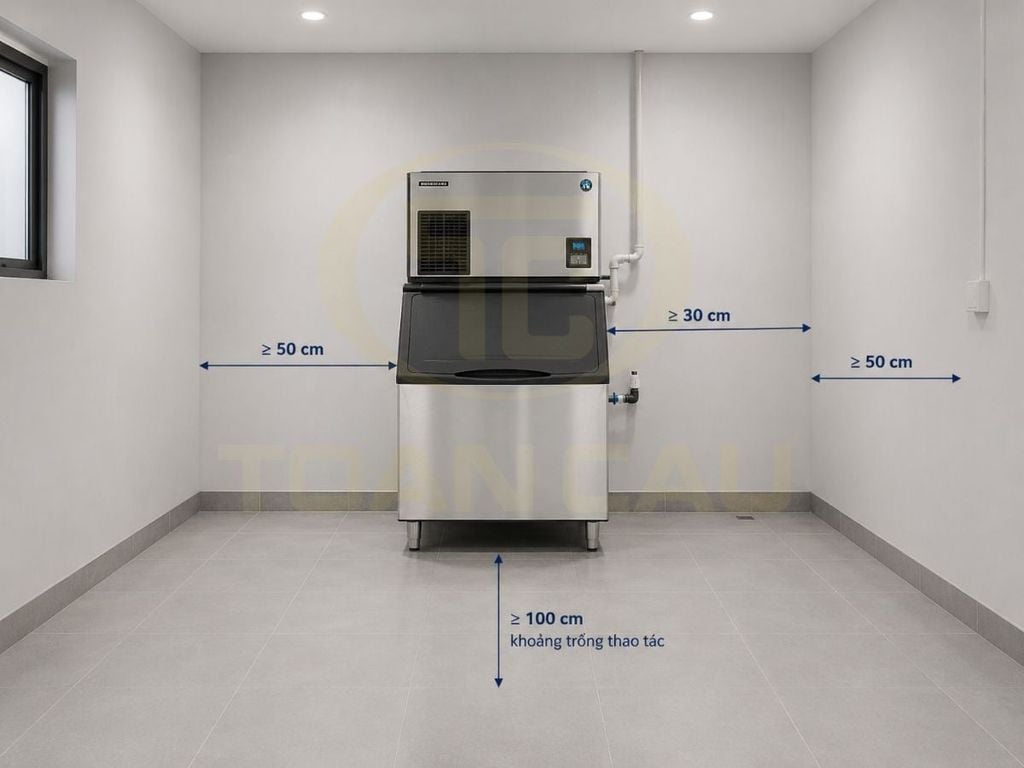 Vị trí đặt máy làm đá công nghiệp đúng khoảng cách an toàn