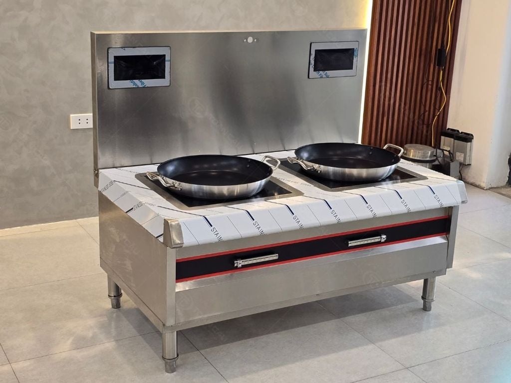 Bếp từ công nghiệp đôi mặt phẳng vào chảo đáy phẳng chuyên dụng