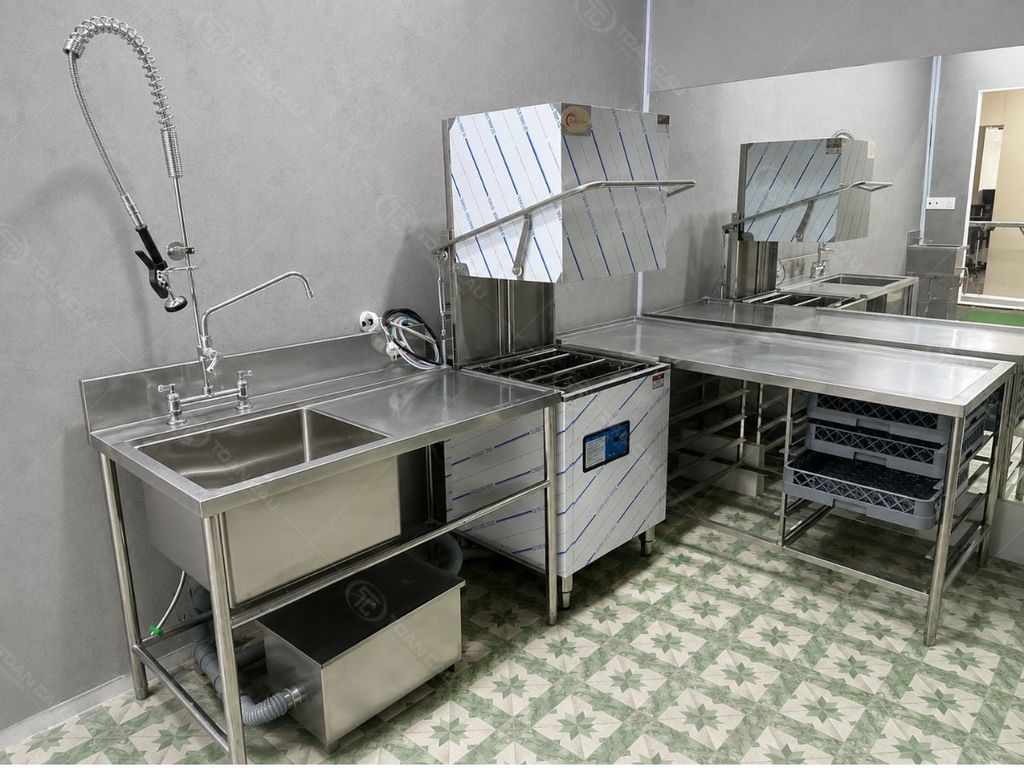 combo bàn bát bẩn và bàn bát sạch có ray trượt rack TC-B2S05RT