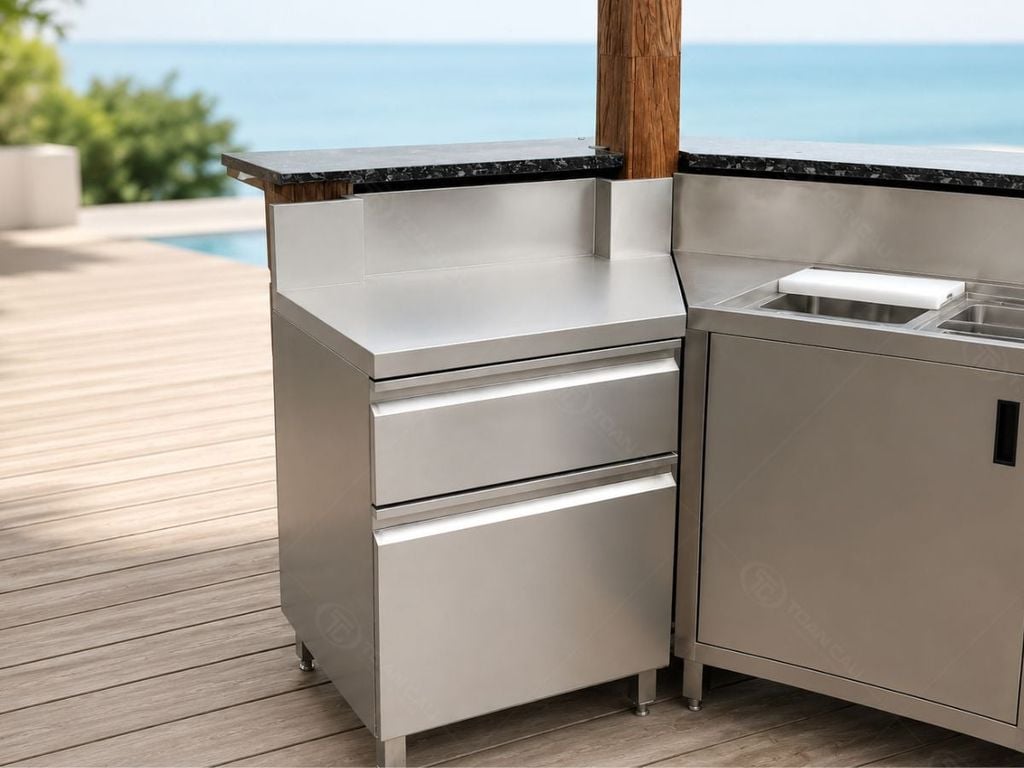 Hình ảnh thực tế quầy thu ngân inox TC-QTN02