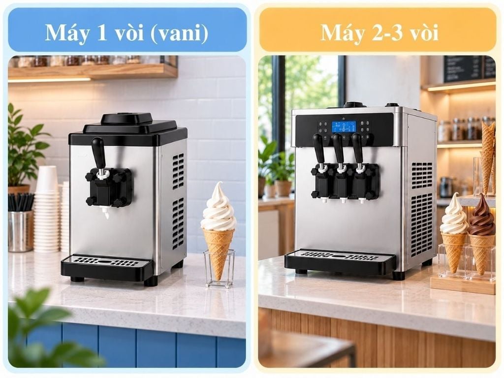 Khi nào quán cà phê nên chọn máy làm kem 1 vòi và khi nào nên chọn 2–3 vòi