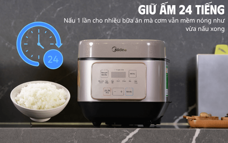 nồi cơm điện MIDEA MRD180T1BDN dung tích 1,8L giữ ấm 24h
