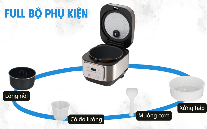 Bộ full phụ kiện nồi cơm điện MIDEA MRD180T1BDN dung tích 1,8L