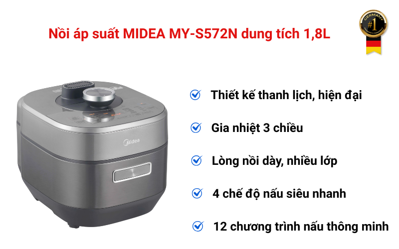Nồi áp suất MIDEA MY-S572N dung tích 1,8L
