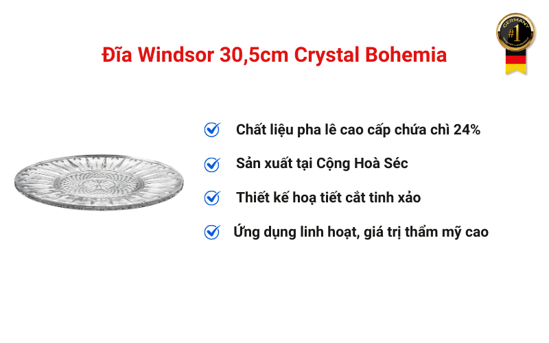 Đĩa Windsor 30,5cm Crystal Bohemia