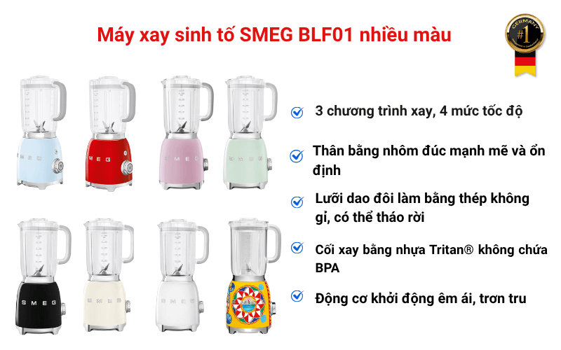 Máy xay sinh tố SMEG BLF01 nhiều màu