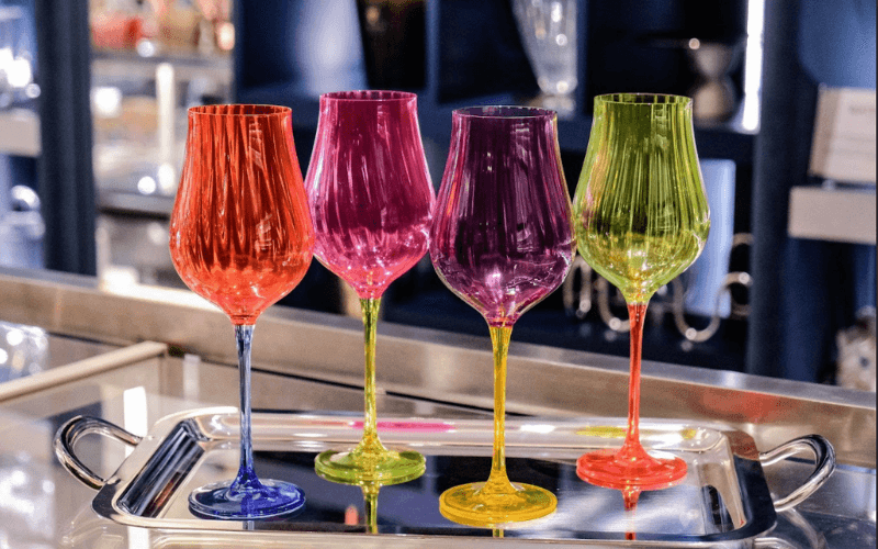 Set 4 ly vang Limosa màu 400ml Crystal Bohemia