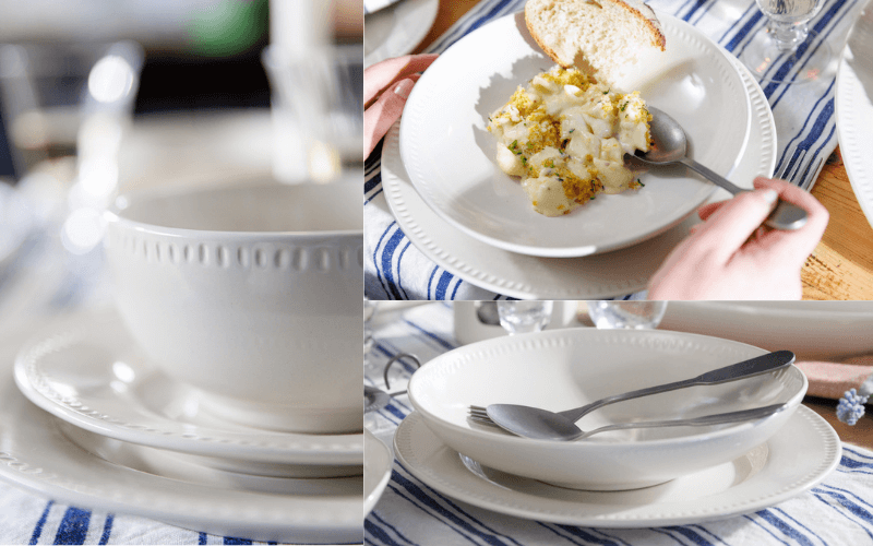 Đồ dùng bàn ăn Mikasa Cranborne nhiều món, chất liệu gốm đá