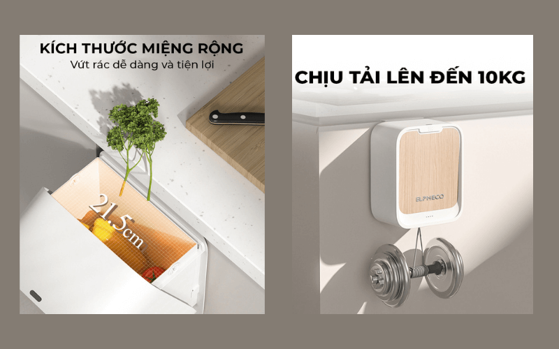 Thùng rác cảm biến ELPHECO treo tủ bếp 7L nhiều màu