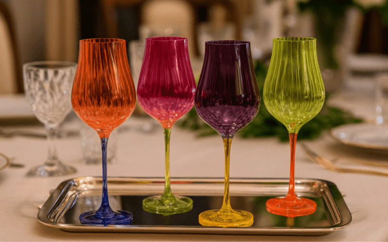 Set 4 ly vang Limosa màu 400ml Crystal Bohemia