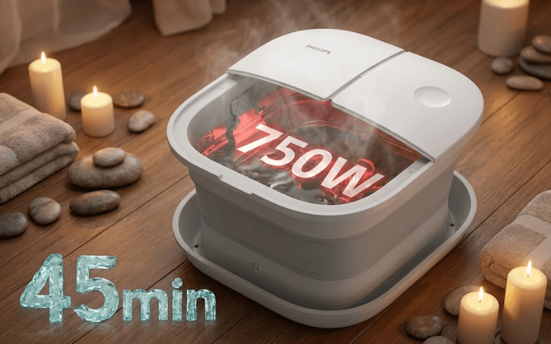 Bồn ngâm chân massage Philips PPM6502 màu trắng