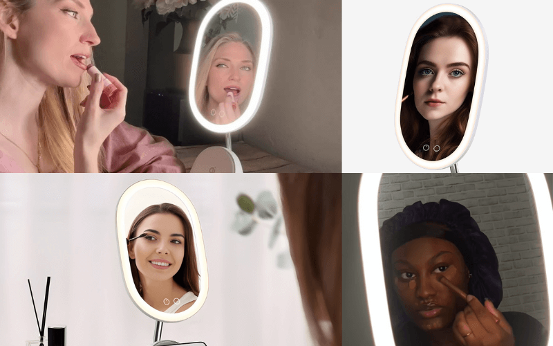 Gương trang điểm cảm ứng tích hợp đèn LED kèm sạc không dây WILIT QU10AM ánh sáng tự nhiên