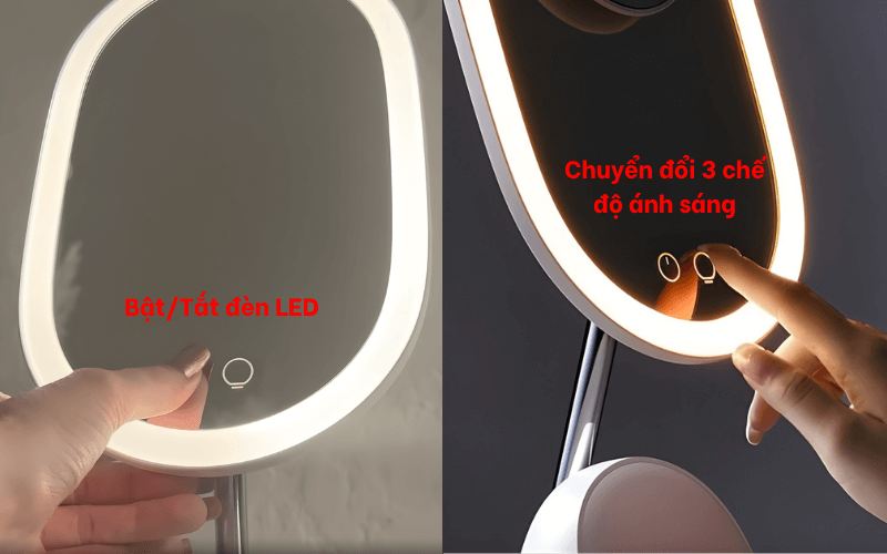 Gương trang điểm cảm ứng tích hợp đèn LED kèm sạc không dây WILIT QU10AM