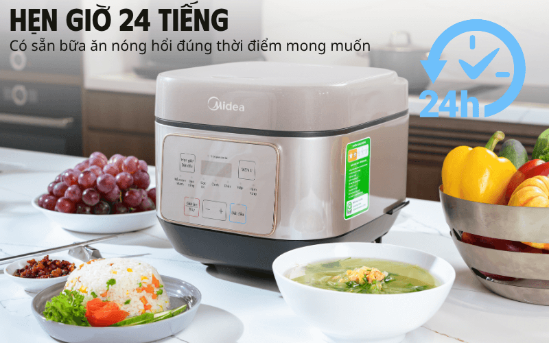 nồi cơm điện MIDEA MRD180T1BDN dung tích 1,8L 7 hẹn giờ 24 giờ