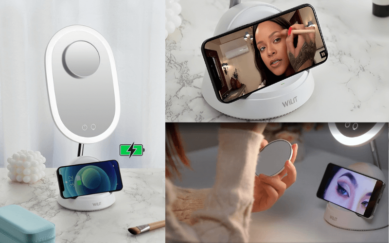 Giá đỡ gương trang điểm cảm ứng tích hợp đèn LED kèm sạc không dây WILIT QU10AM