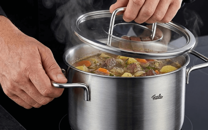 Tay cầm bộ nồi Fissler Pure Collection 5 món vung kính kèm chảo