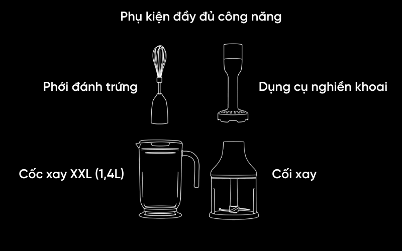 Bộ máy xay cầm tay SMEG HBF02 phụ kiện