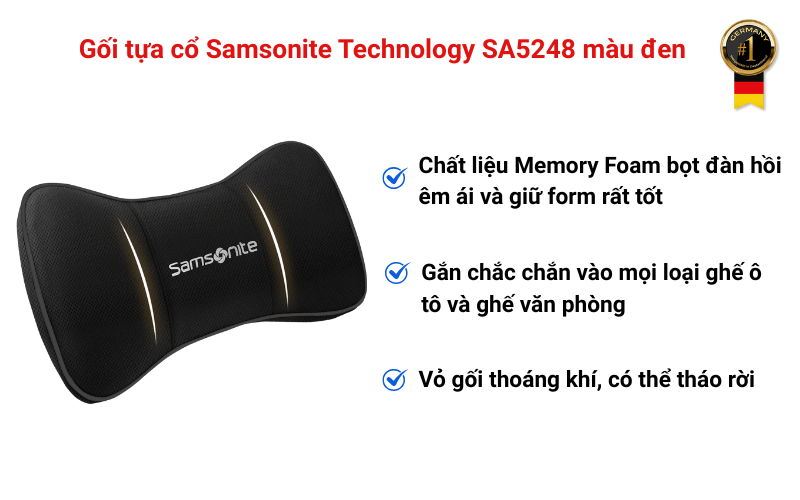 Gối tựa cổ Samsonite Technology SA5248 màu đen