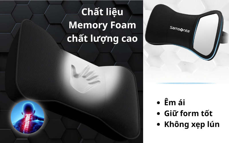 Gối tựa cổ Samsonite Technology SA5248 màu đen chất liệu