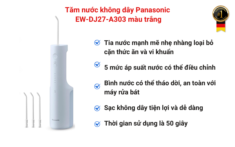 Tăm nước không dây Panasonic EW-DJ27-A303 màu trắng