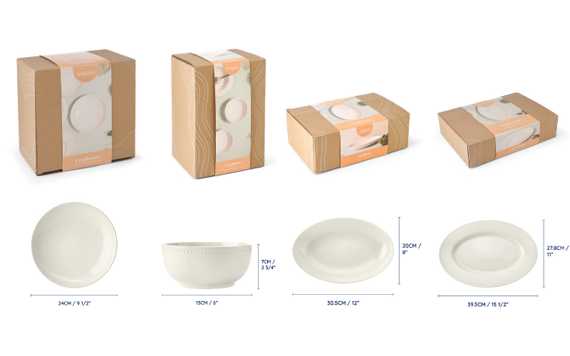 Đồ dùng bàn ăn Mikasa Cranborne nhiều món, chất liệu gốm đá