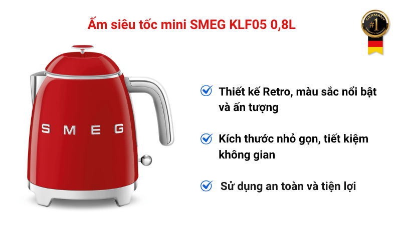 Đặc điểm nổi bật ấm siêu tốc mini SMEG KLF05 0,8L