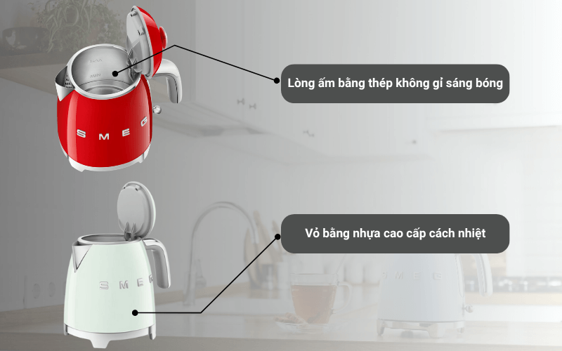 Tính năng ấm siêu tốc mini SMEG KLF05 0,8L nhiều màu