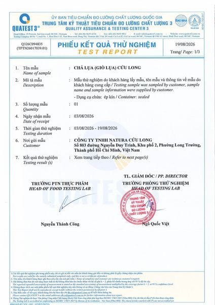 Giò chả Cửu Long PureLife - thịt heo nóng, không hàn the