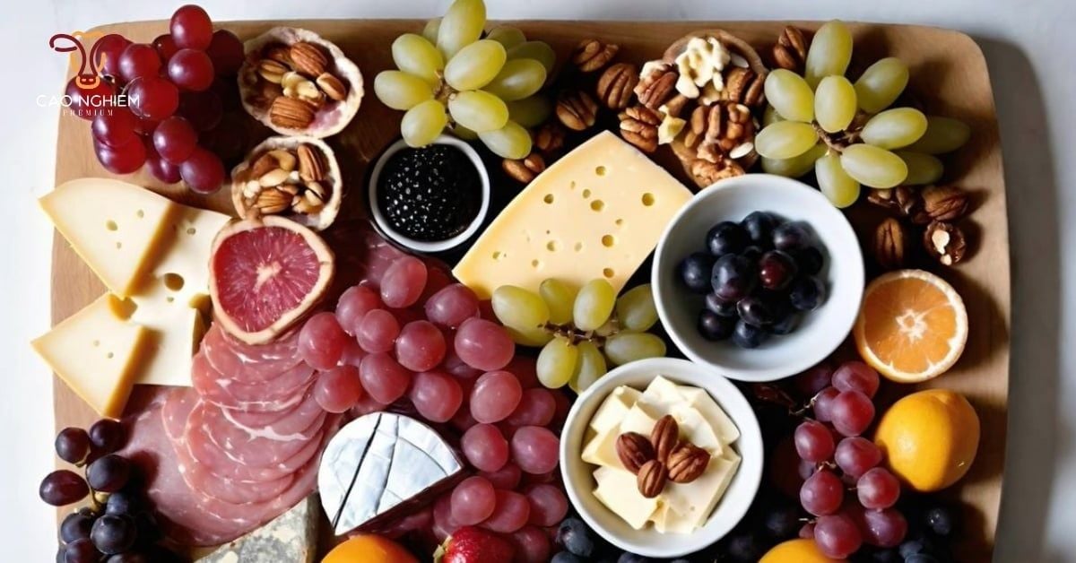 Trái cây tươi và sấy khô thường có trong khay cold cut
