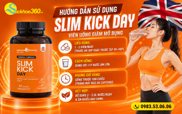 Hướng dẫn sử dụng viên uống giảm mỡ bụng Slim Kick Day