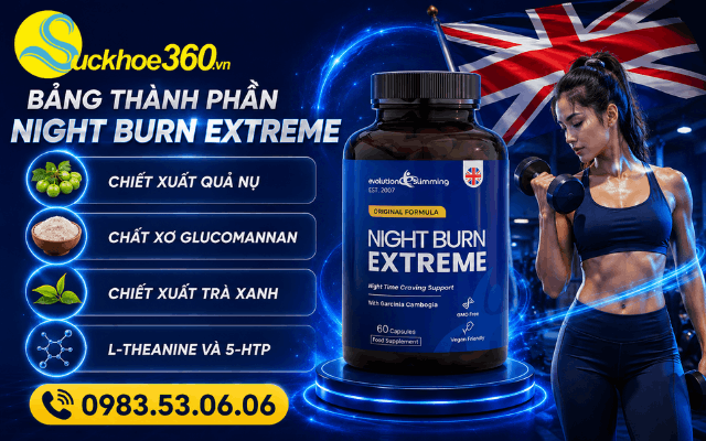 Bảng thành phần của viên uống giảm cân an toàn Night Burn Extreme