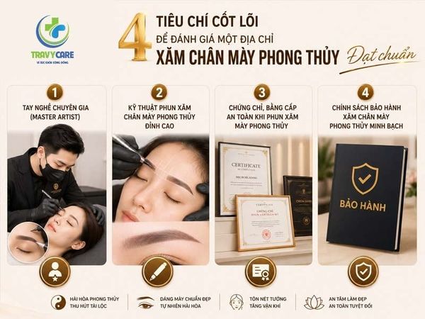 4 tiêu chí cốt lõi đánh giá địa chỉ xăm chân mày phong thủy đạt chuẩn từ Travy Care.