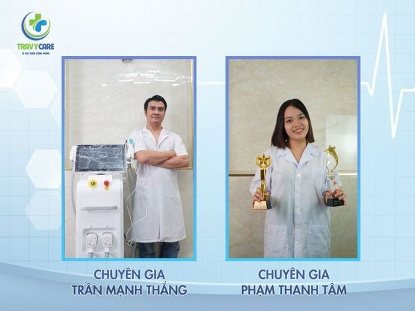 Chuyên gia Trần Mạnh Thắng và Phạm Thanh Tâm tại địa chỉ xăm chân mày phong thủy uy tín.