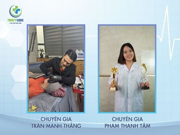 Chuyên gia Trần Mạnh Thắng và Phạm Thanh Tâm tại địa chỉ phun mày hairstroke uy tín.