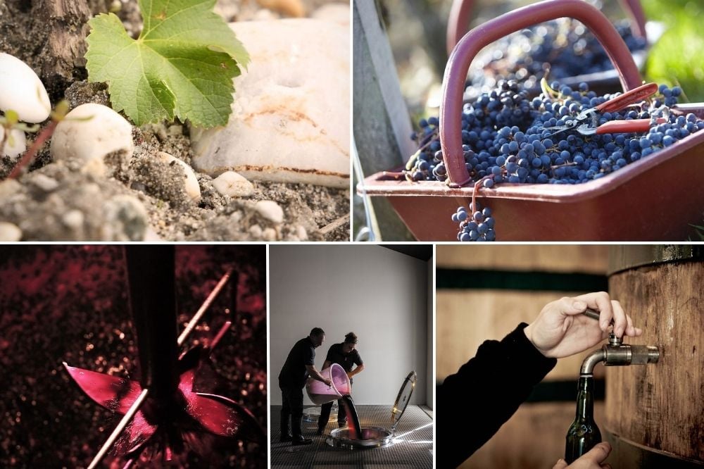 Hầm ủ rượu Chateau Clarke với thùng gỗ sồi Pháp dùng trong quá trình sản xuất rượu vang Bordeaux cao cấp