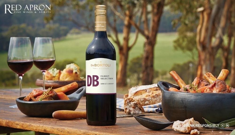 Các chai DB De Bortoli Family Selection gồm Chardonnay, Shiraz và Cabernet Sauvignon