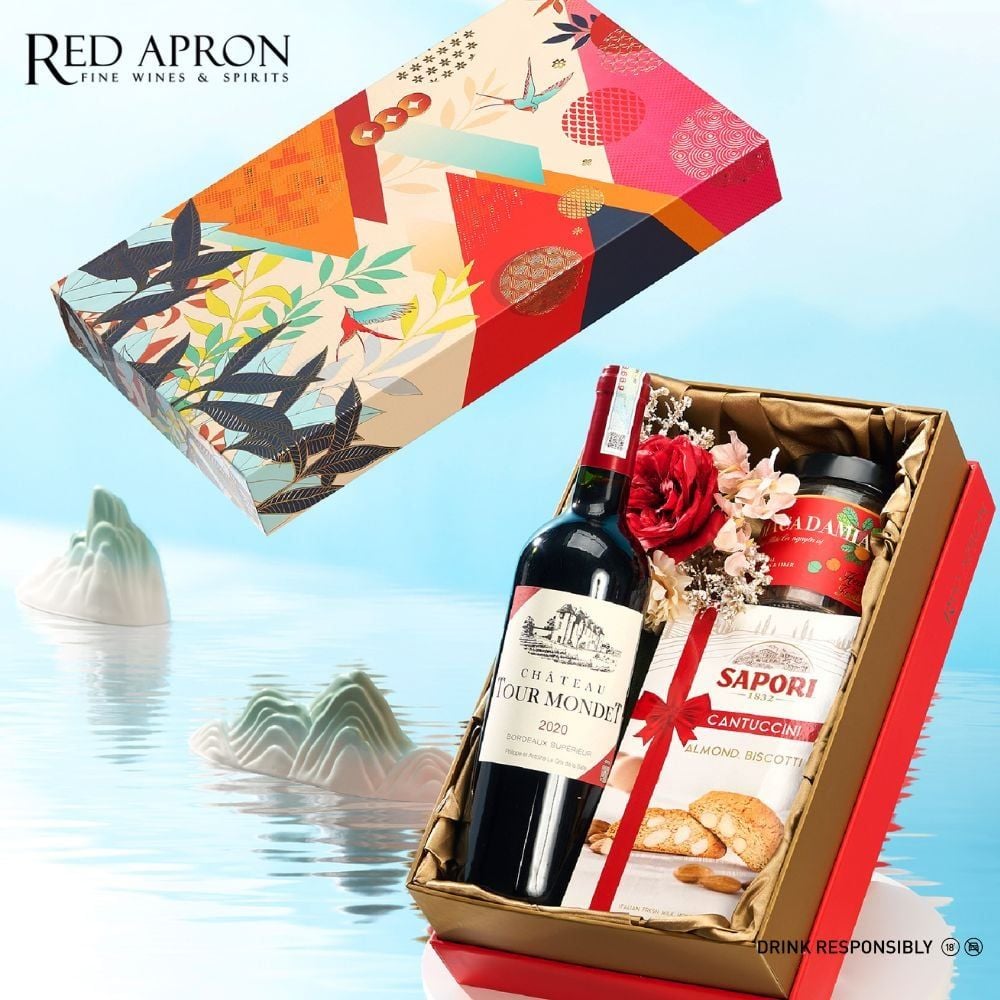 Giỏ quà Tết Basket 10 Bordeaux may mắn 905k Red Apron