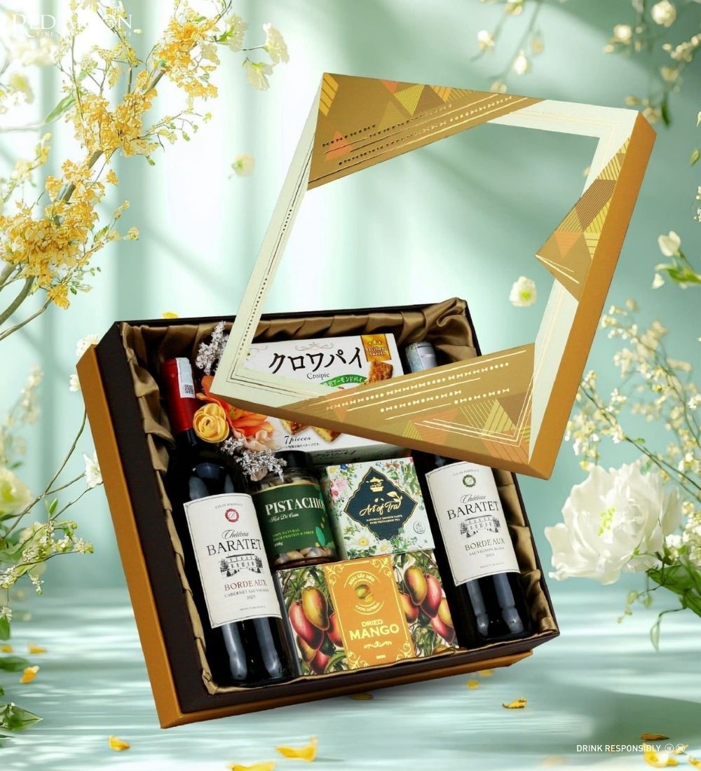 Hộp quà Tết cao cấp rượu vang và chocolate tại Red Apron