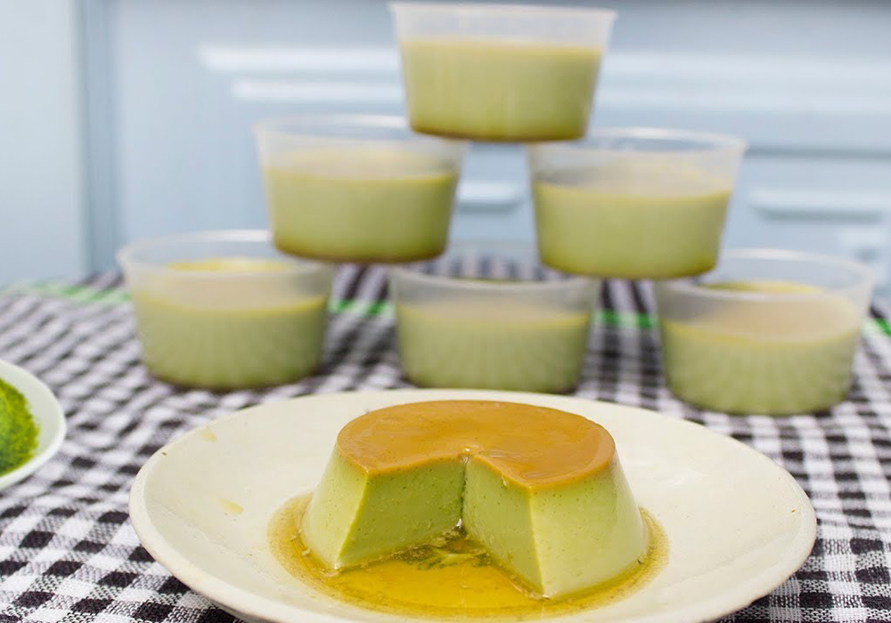Flan trà xanh