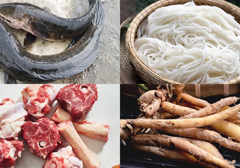 Nguyên liệu nấu bún cá lóc miền Tây