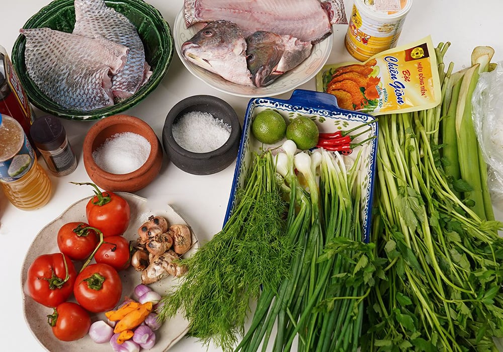 Nguyên liệu nấu bún cá rô đồng