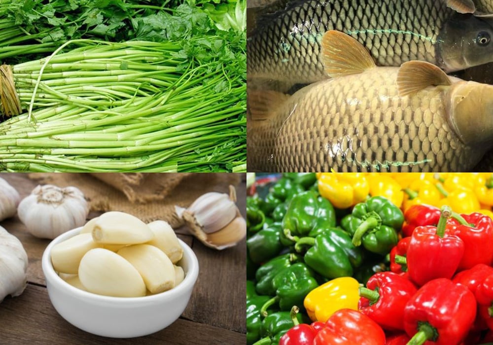 Nguyên liệu làm cá chép giòn xào thập cẩm