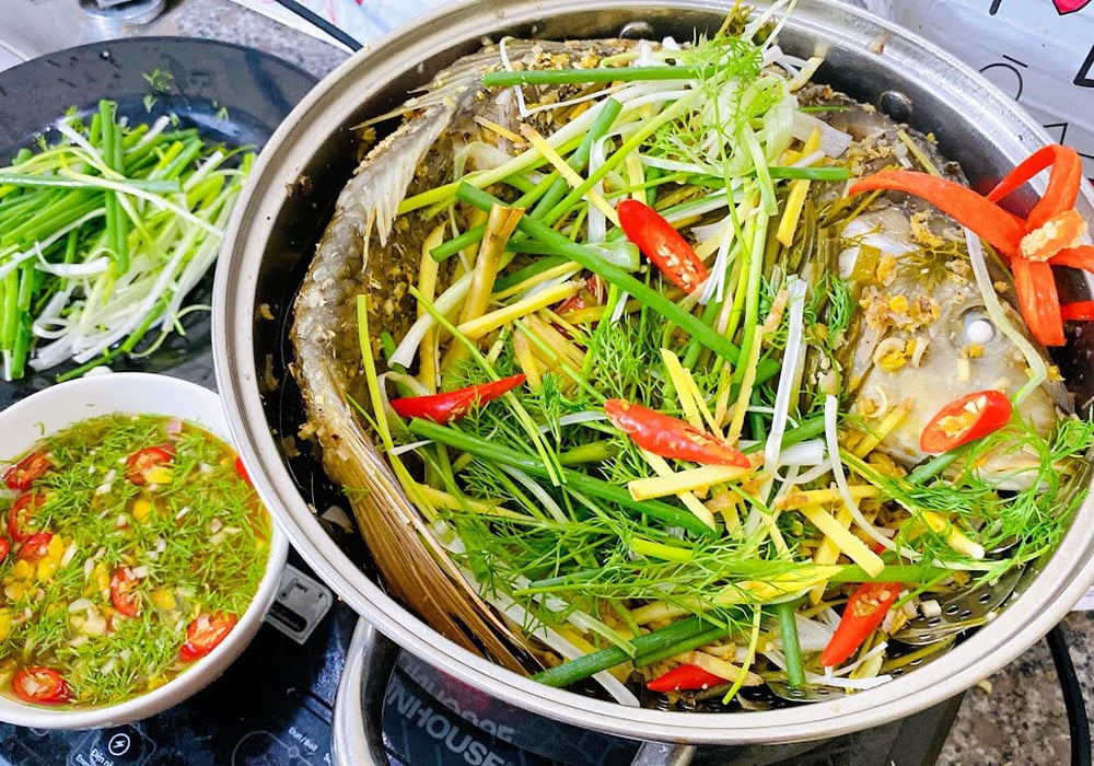 Cá chép hấp bia