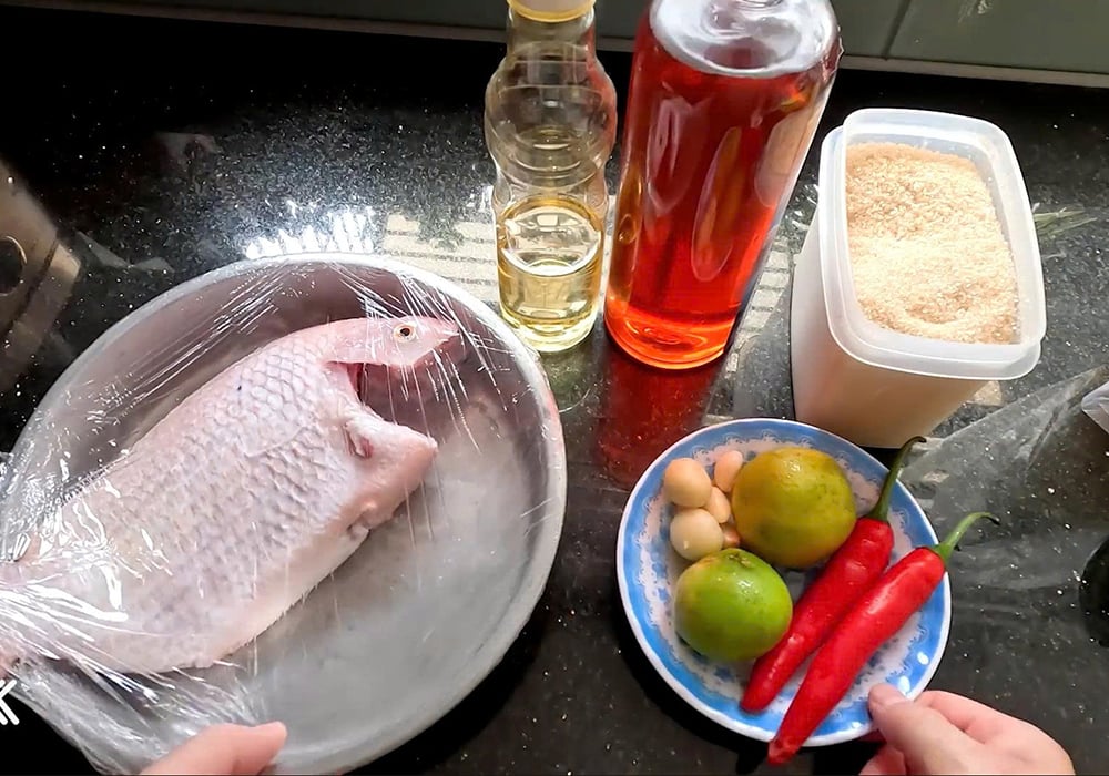 Nguyên liệu làm cá diêu hồng chiên giòn